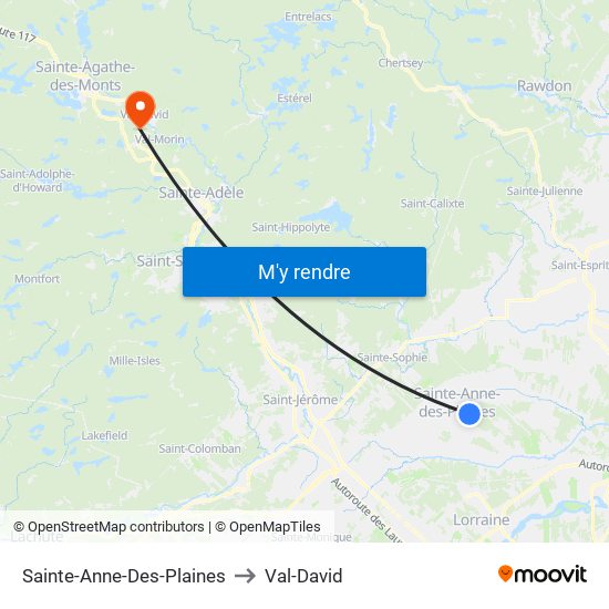 Sainte-Anne-Des-Plaines to Val-David map