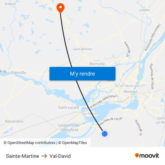 Sainte-Martine to Val-David map