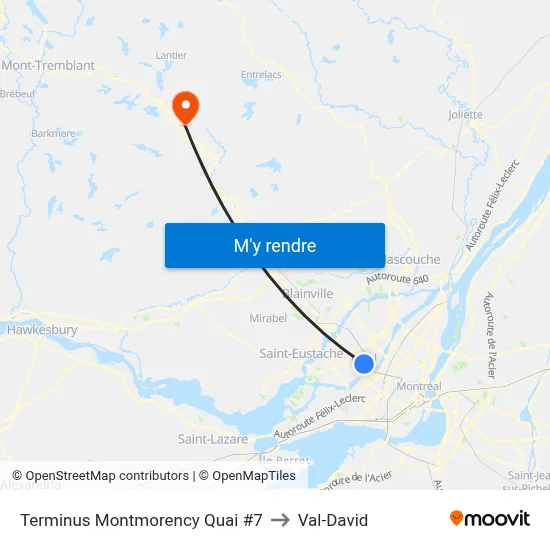 Terminus Montmorency Quai #7 to Val-David map