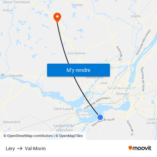 Léry to Val-Morin map