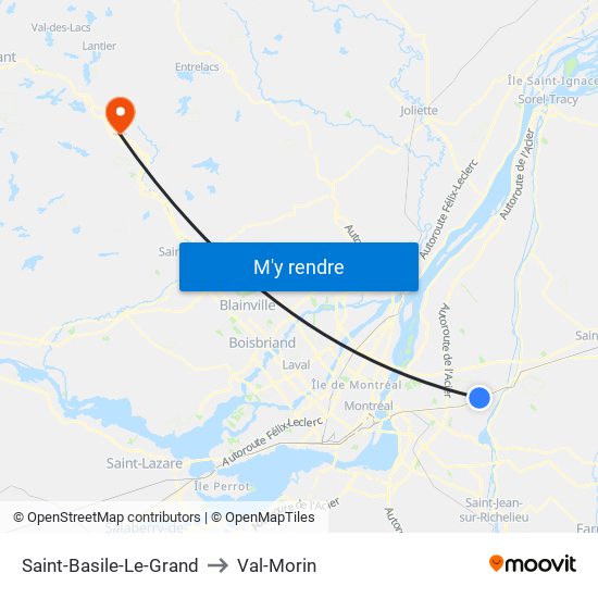 Saint-Basile-Le-Grand to Val-Morin map