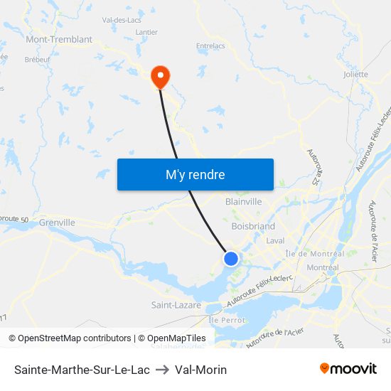 Sainte-Marthe-Sur-Le-Lac to Val-Morin map