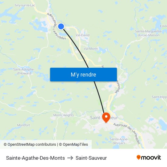 Sainte-Agathe-Des-Monts to Saint-Sauveur map