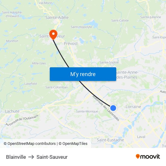 Blainville to Blainville map