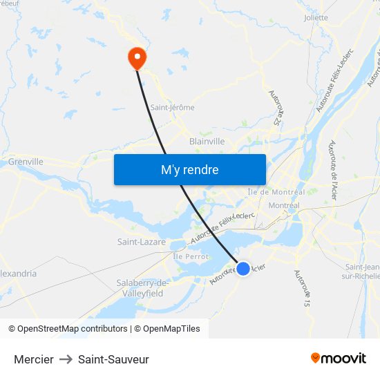 Mercier to Saint-Sauveur map