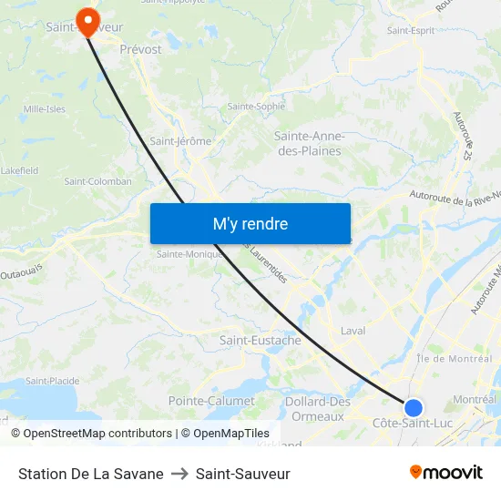 Station De La Savane to Saint-Sauveur map