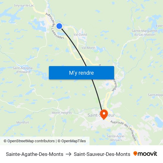 Sainte-Agathe-Des-Monts to Saint-Sauveur-Des-Monts map