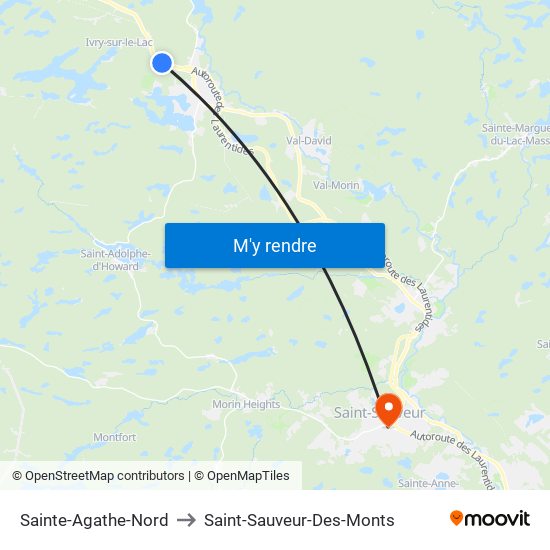 Sainte-Agathe-Nord to Saint-Sauveur-Des-Monts map