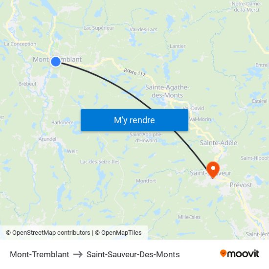 Mont-Tremblant to Saint-Sauveur-Des-Monts map