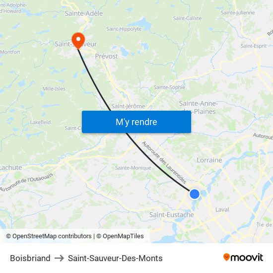 Boisbriand to Saint-Sauveur-Des-Monts map