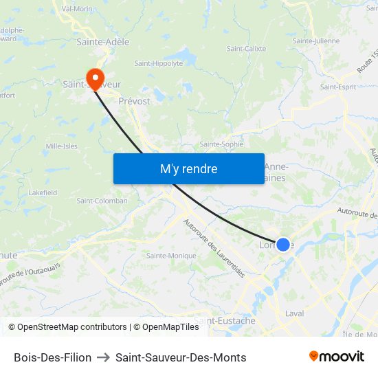 Bois-Des-Filion to Saint-Sauveur-Des-Monts map