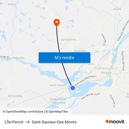 L'Île-Perrot to Saint-Sauveur-Des-Monts map