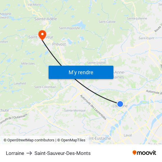 Lorraine to Saint-Sauveur-Des-Monts map