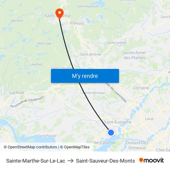 Sainte-Marthe-Sur-Le-Lac to Saint-Sauveur-Des-Monts map