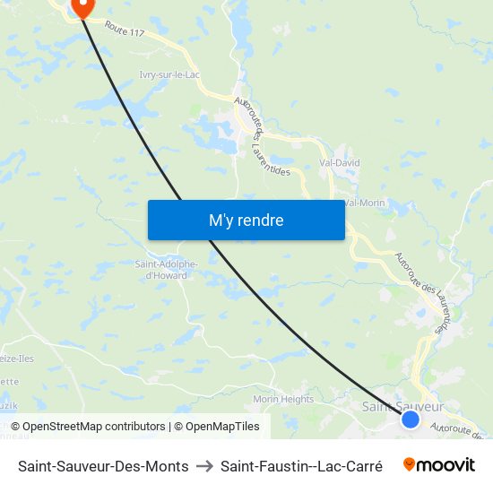 Saint-Sauveur-Des-Monts to Saint-Faustin--Lac-Carré map