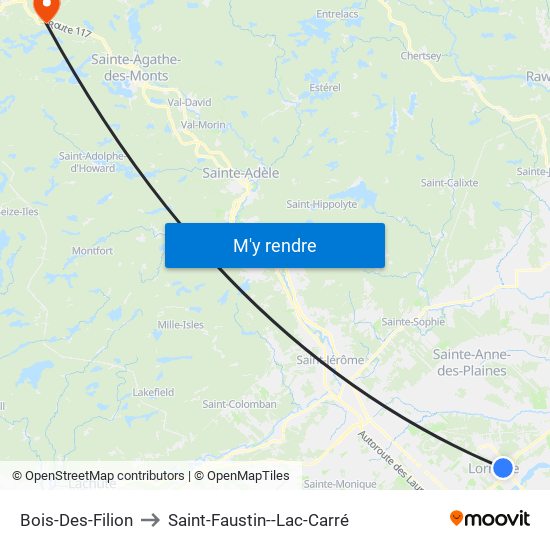 Bois-Des-Filion to Saint-Faustin--Lac-Carré map