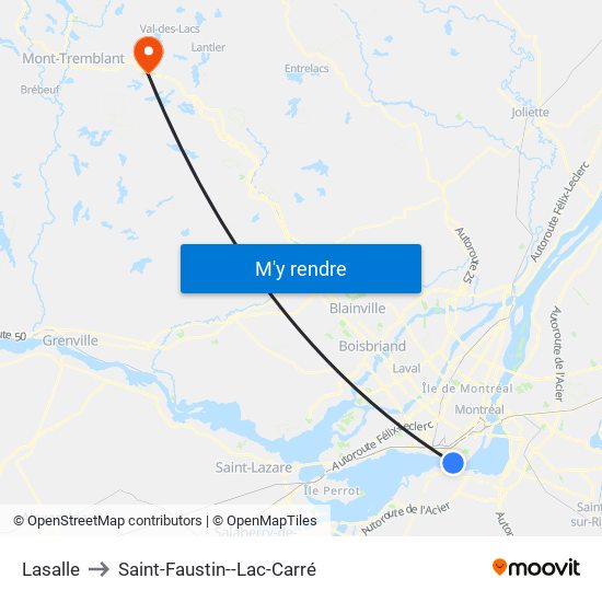 Lasalle to Saint-Faustin--Lac-Carré map