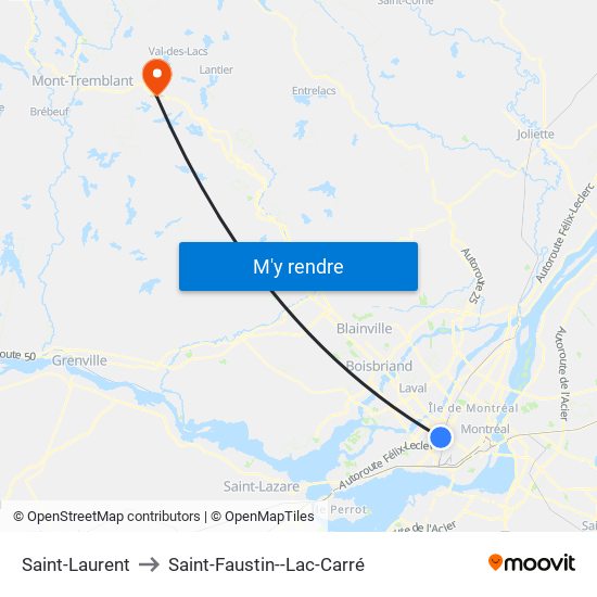 Saint-Laurent to Saint-Faustin--Lac-Carré map