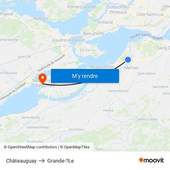 Châteauguay to Grande-?Le map