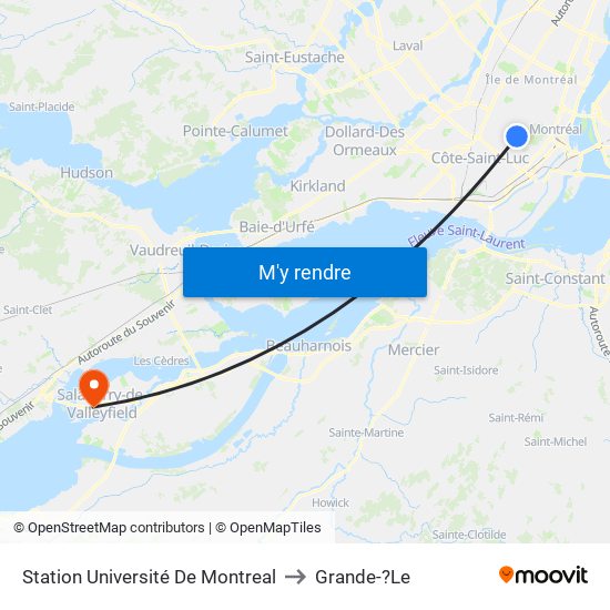 Station Université De Montreal to Grande-?Le map