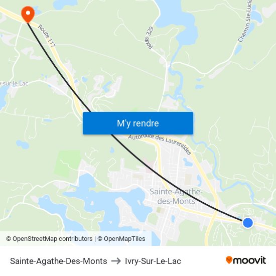 Sainte-Agathe-Des-Monts to Ivry-Sur-Le-Lac map