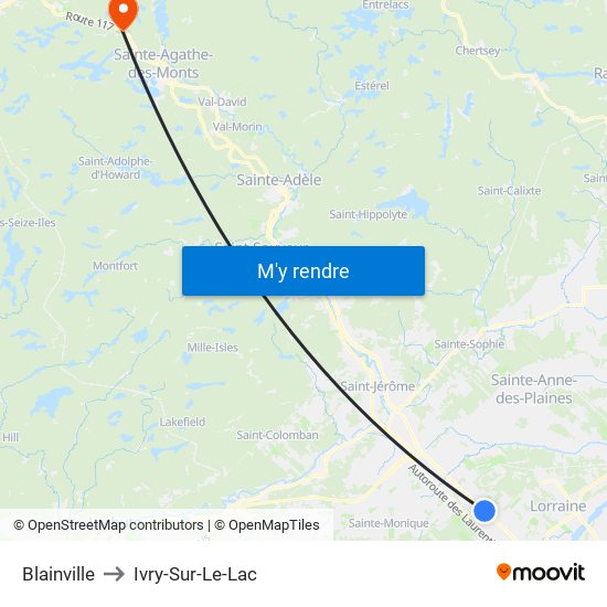 Blainville to Ivry-Sur-Le-Lac map