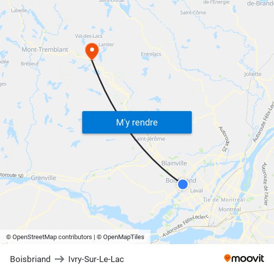 Boisbriand to Ivry-Sur-Le-Lac map