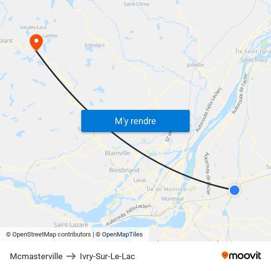 Mcmasterville to Ivry-Sur-Le-Lac map