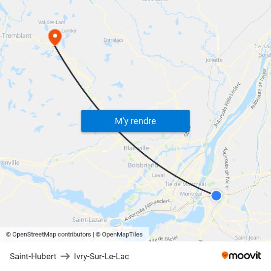 Saint-Hubert to Ivry-Sur-Le-Lac map