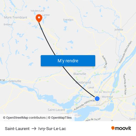 Saint-Laurent to Ivry-Sur-Le-Lac map