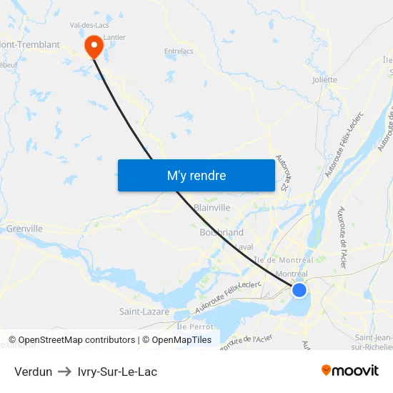 Verdun to Ivry-Sur-Le-Lac map