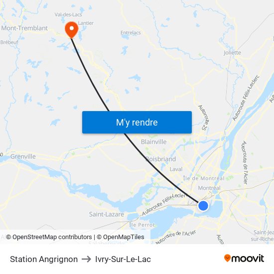 Station Angrignon to Ivry-Sur-Le-Lac map