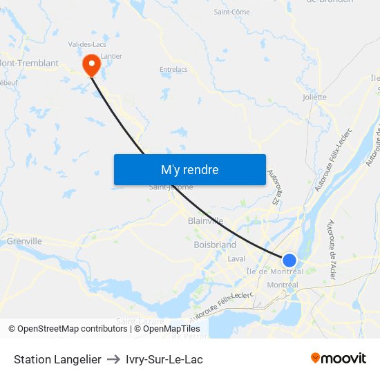 Station Langelier to Ivry-Sur-Le-Lac map