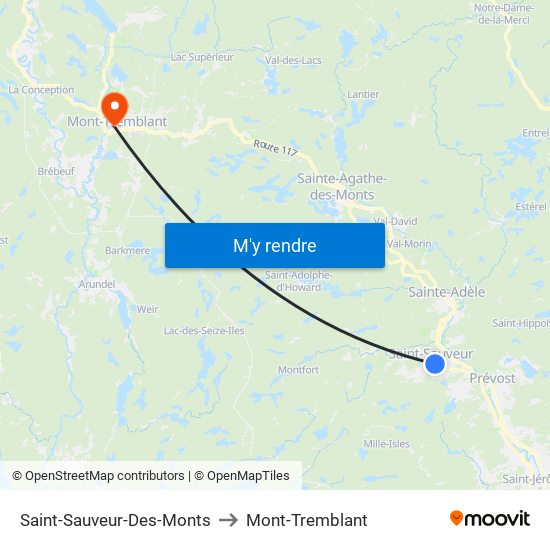 Saint-Sauveur-Des-Monts to Mont-Tremblant map