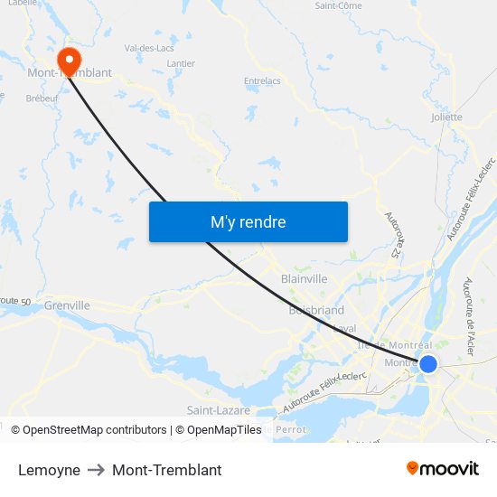 Lemoyne to Mont-Tremblant map