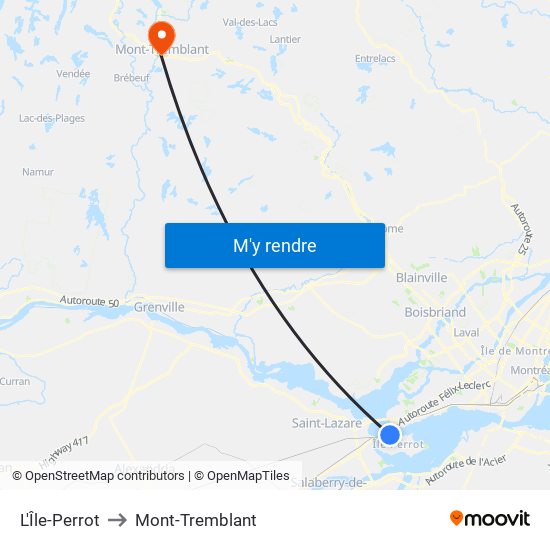 L'Île-Perrot to Mont-Tremblant map