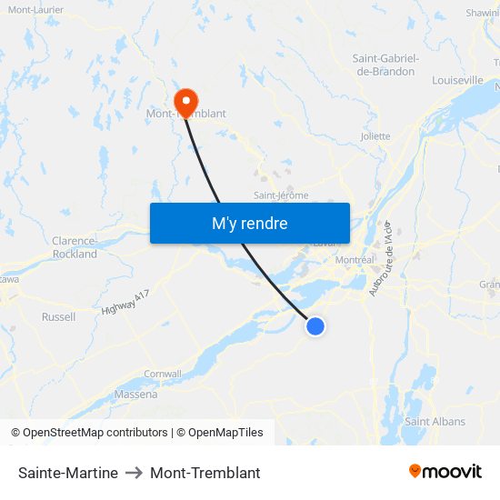 Sainte-Martine to Mont-Tremblant map