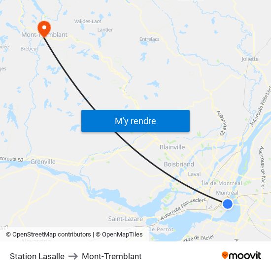 Station Lasalle to Mont-Tremblant map