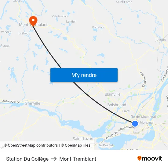 Station Du Collège to Mont-Tremblant map