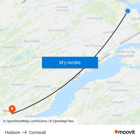 Hudson to Cornwall map