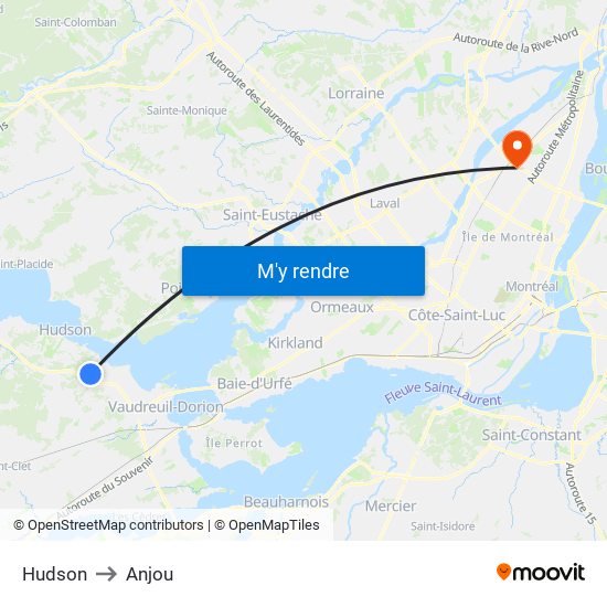 Hudson to Anjou map