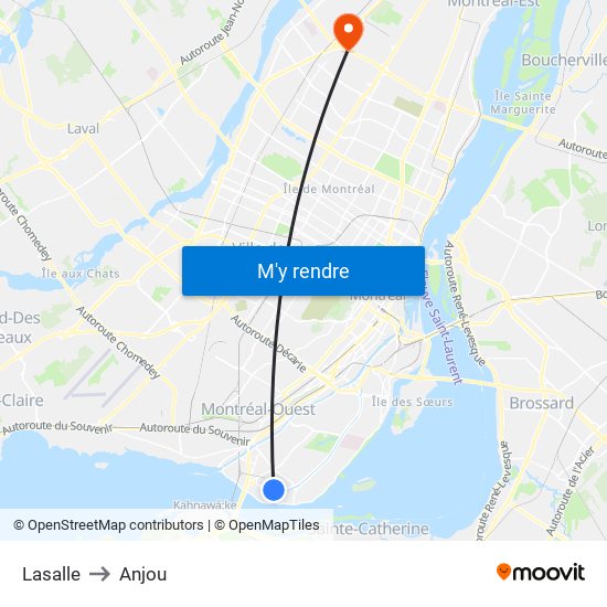 Lasalle to Anjou map