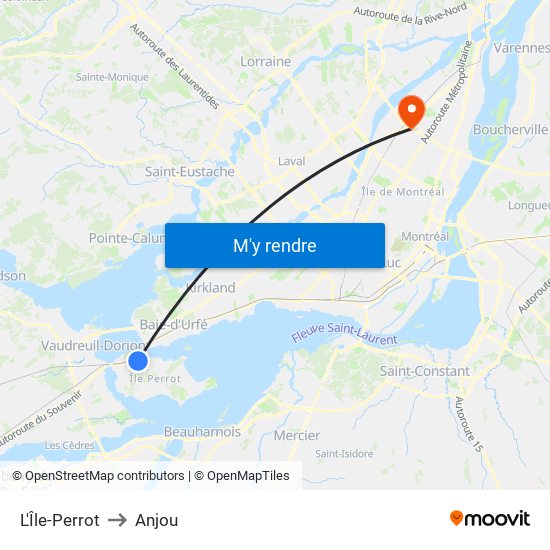 L'Île-Perrot to Anjou map