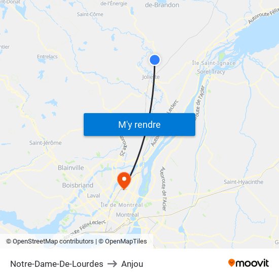 Notre-Dame-De-Lourdes to Anjou map