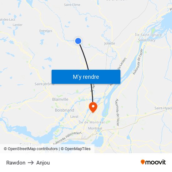 Rawdon to Anjou map