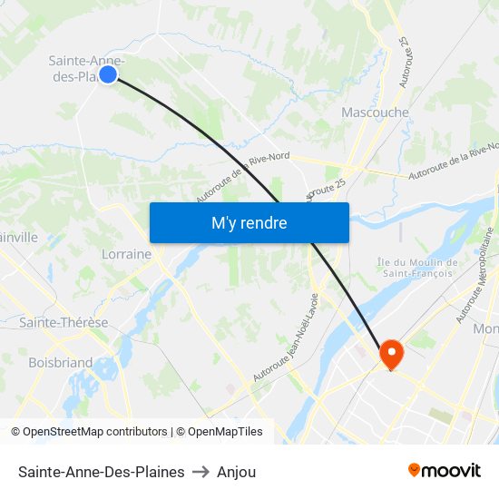 Sainte-Anne-Des-Plaines to Anjou map