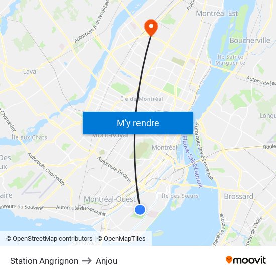 Station Angrignon to Anjou map