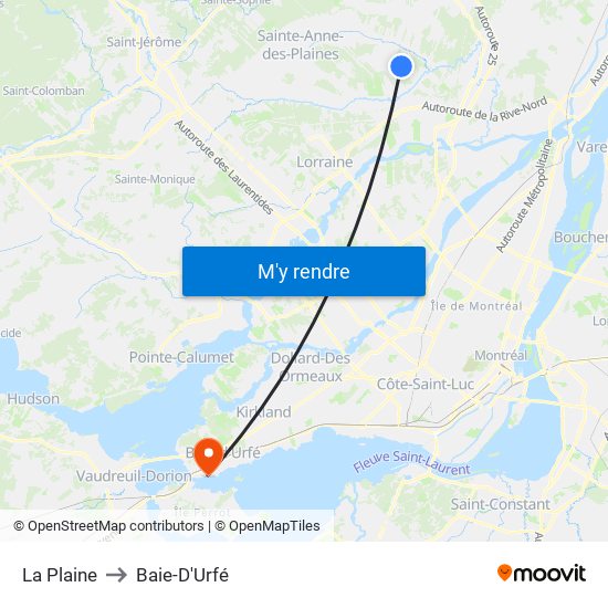 La Plaine to Baie-D'Urfé map