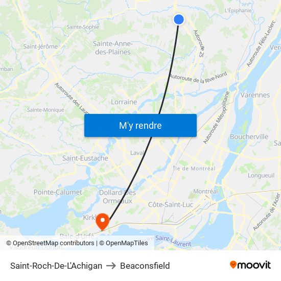 Saint-Roch-De-L'Achigan to Beaconsfield map