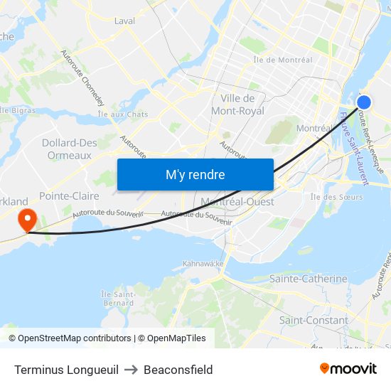 Terminus Longueuil to Beaconsfield map